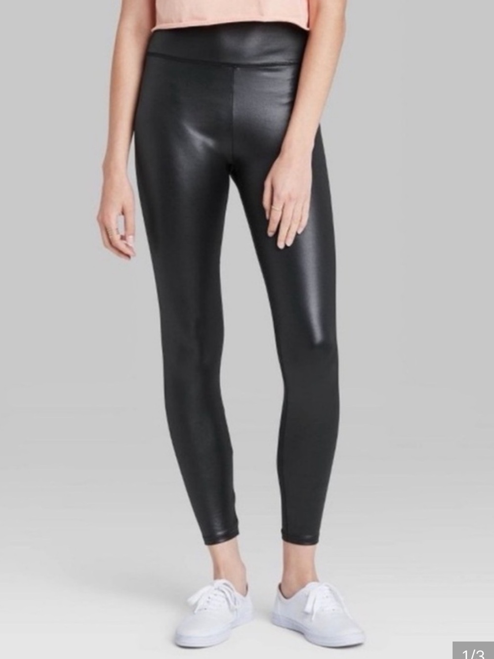 wild fable Shiny High-Rise Faux Leather Leggings - Black